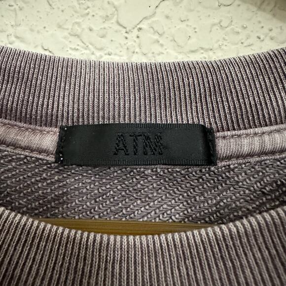 ATM Anthony Thomas Melillo Sweatshirt Taupe Tie Dye French Terry Frayed - Picture 7 of 10